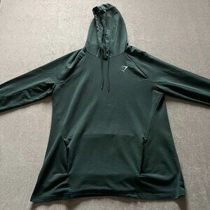Gymshark Lightweight Hoodie Pullover Men Green Stretch Pockets Fitness Gym Train